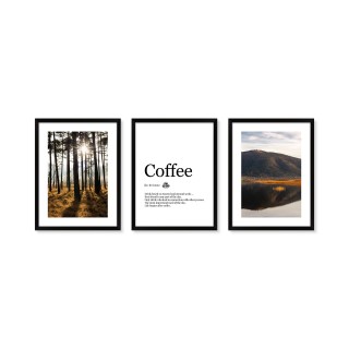 Zestaw obrazów kawa i las 104x42 cm do kuchni