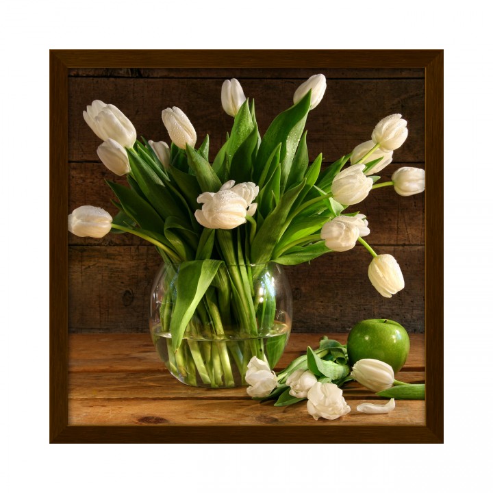Obraz kwiaty 32x32 cm białe tulipany