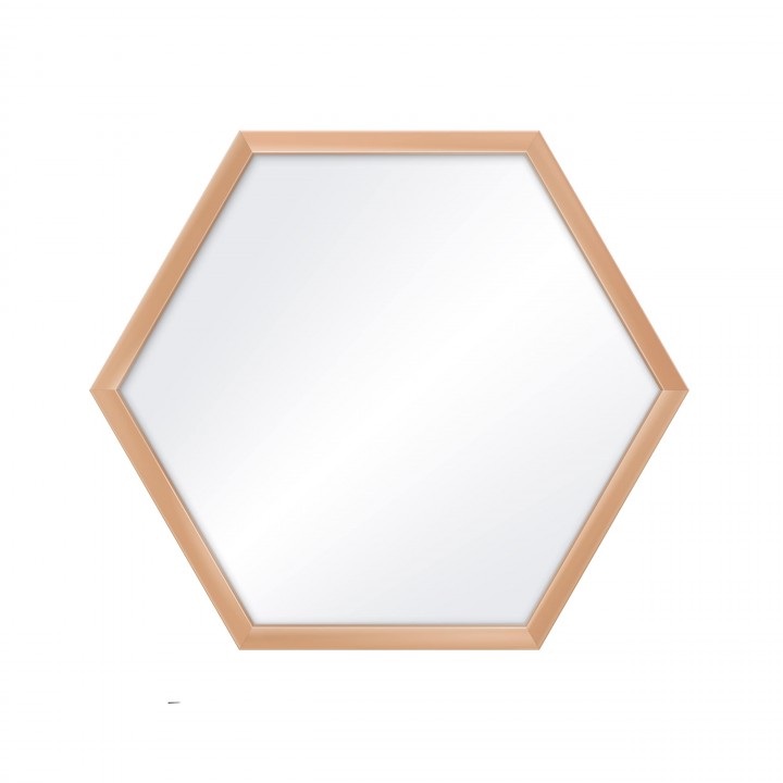 Lustro w ramie różowe złoto heksagonalne 43,5x37,5 cm
