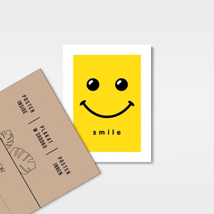 Plakat smile na żółtym tle 30x40 cm