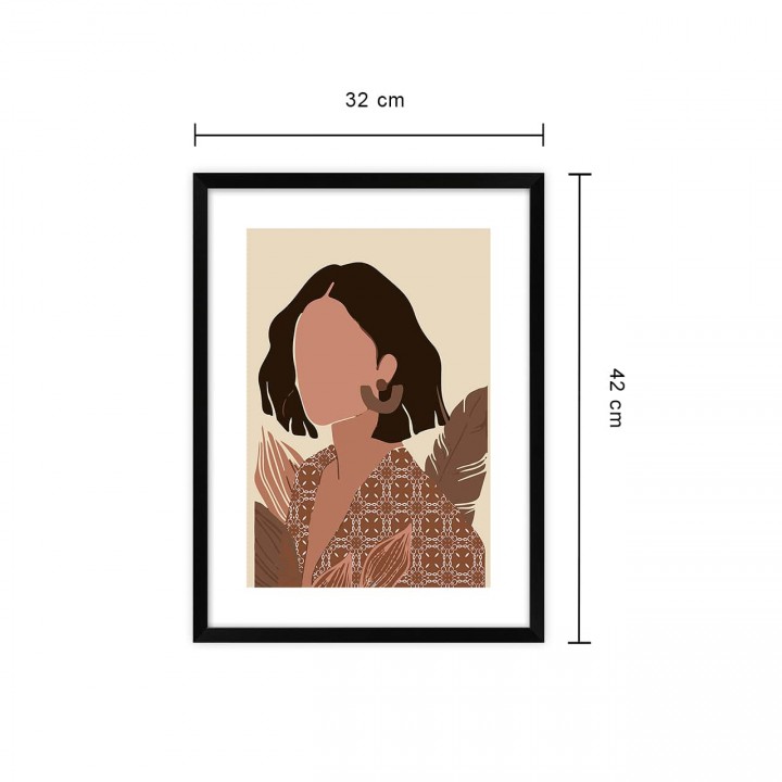 Obraz kobieta i liście 32x42 cm 