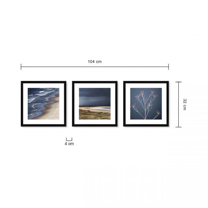 Zestaw 3 obrazów morze w nowoczesnym stylu 104x32 cm